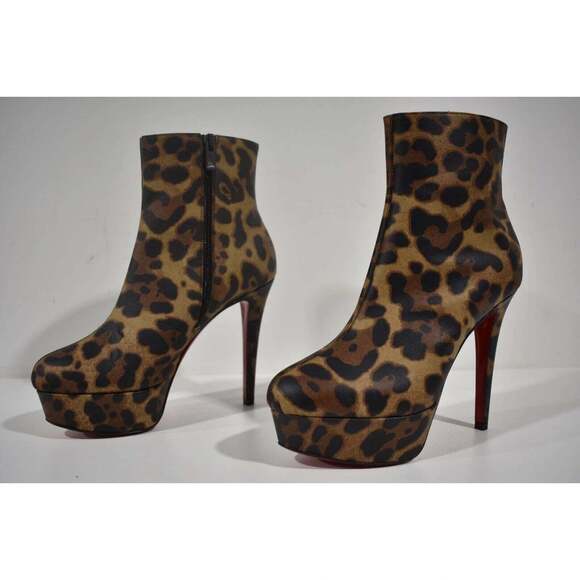 Christian Louboutin Bianca Booty 120 Leopard Brown Platform Ankle Heel Boot 39.5 - Picture 10 of 12